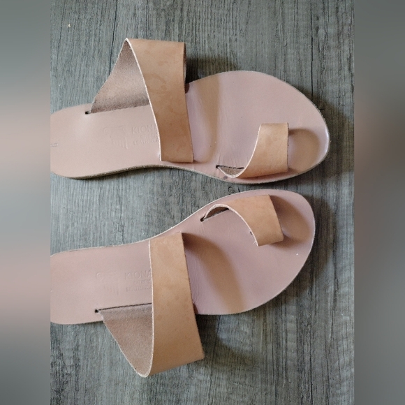 Kionas Handmade Genuine Leather Greek Toe Ring Sandals Minimalist Size 9 - Picture 2 of 4
